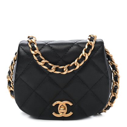 Chanel Calfskin Quilted Mini Coco Mail Clutch with Chain Black 1 of 10