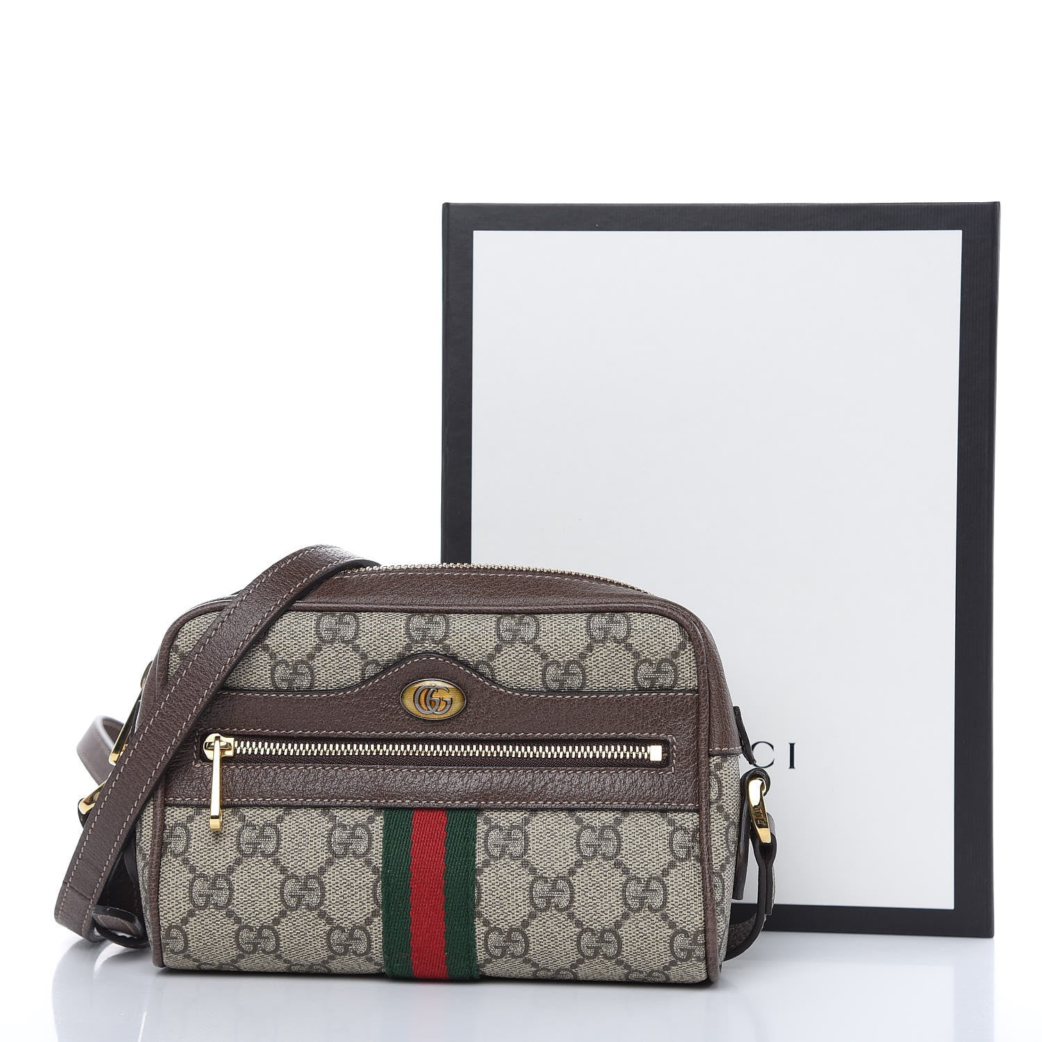 Gucci GG Supreme Monogram Web Mini Ophidia Shoulder Bag Brown 11 of 11