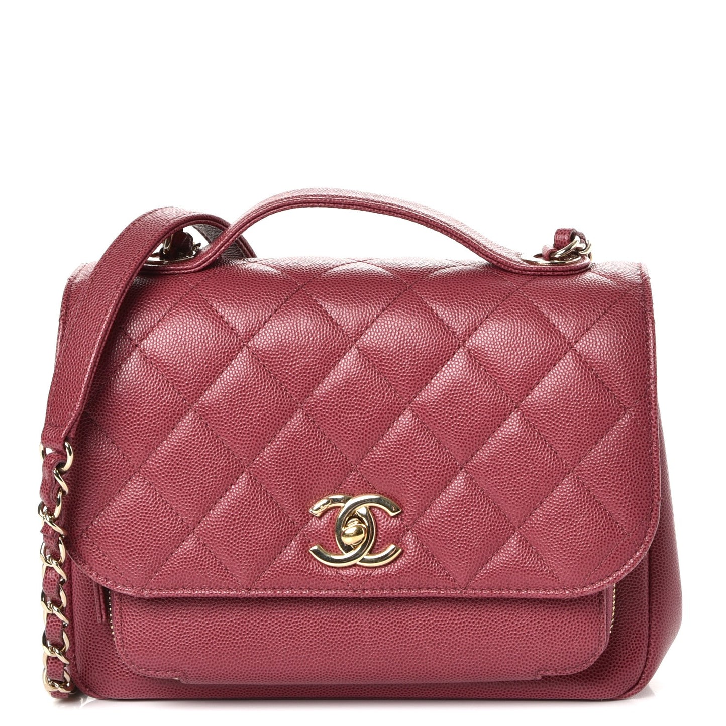 Caviar Quilted Small Business Affinity Flap Dark Pink