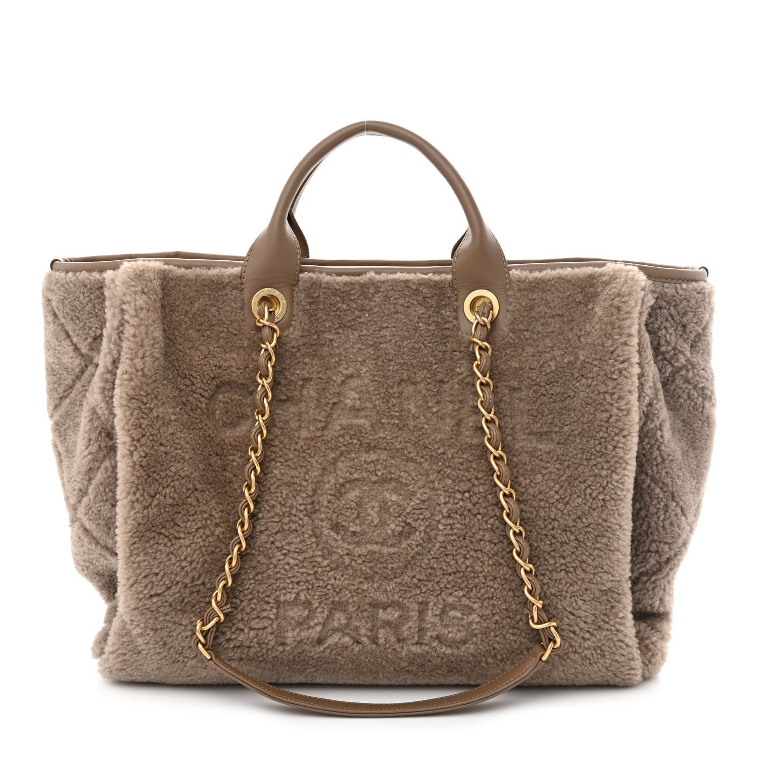 Chanel Shearling Lambskin Medium Deauville Tote Brown 3 of 12