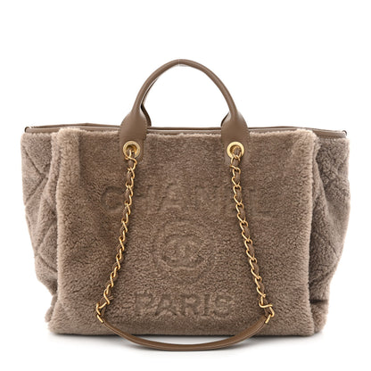 Chanel Shearling Lambskin Medium Deauville Tote Brown 3 of 12