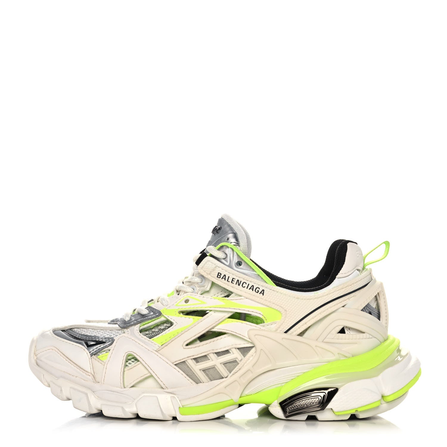 Balenciaga Rubber Mesh Bi-Color Womens Track.2 Open Sneakers 37 White Fluo Yellow 1 of 9