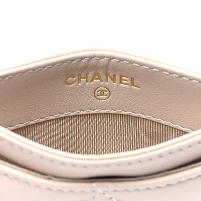 Chanel Shiny Goatskin Quilted Chanel 19 Card Holder Beige 3 of 5