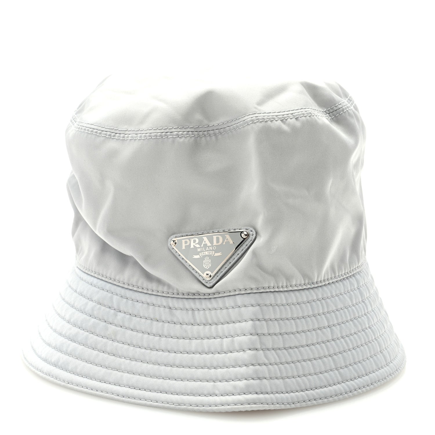 Prada Re-Nylon Metal Triangle Logo Womens Bucket Hat S Fiordaliso 2 of 7
