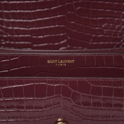 Saint Laurent Calfskin Crocodile Embossed Medium Monogram Sunset Rouge Legion 6 of 9