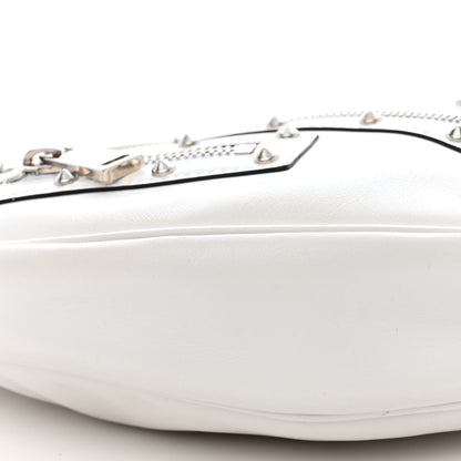 Versace Calfskin Studded Small Repeat Zip Hobo White 10 of 16