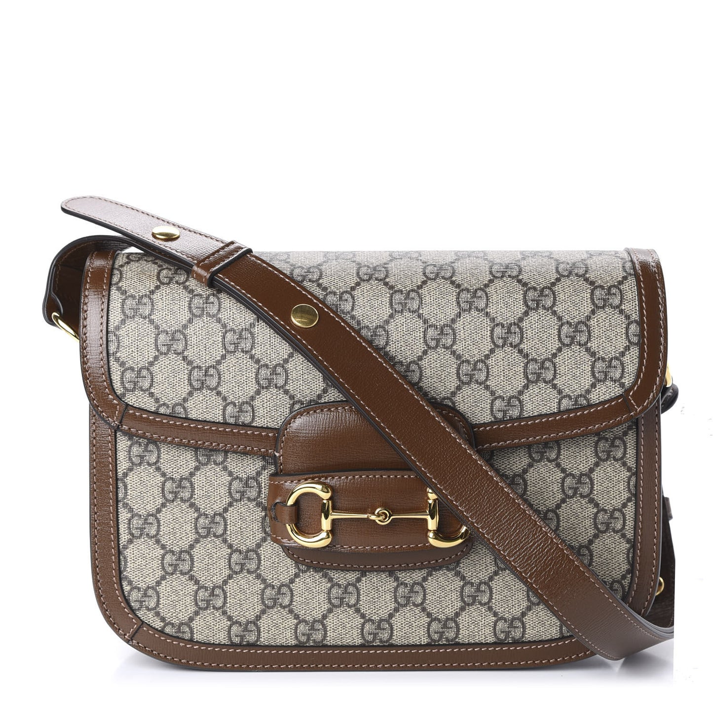 GG Supreme Monogram Horsebit 1955 Shoulder Bag Beige Brown Sugar
