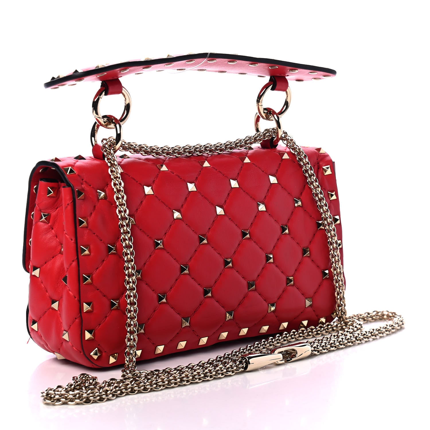 Valentino Garavani Lambskin Small Rockstud Spike Shoulder Bag Red 2 of 4