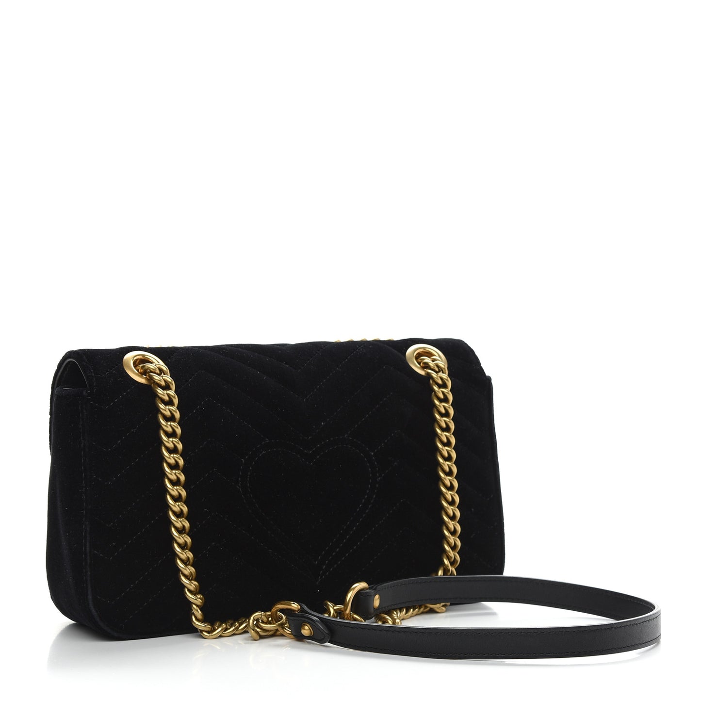 Velvet Matelasse Small GG Marmont Shoulder Bag Black