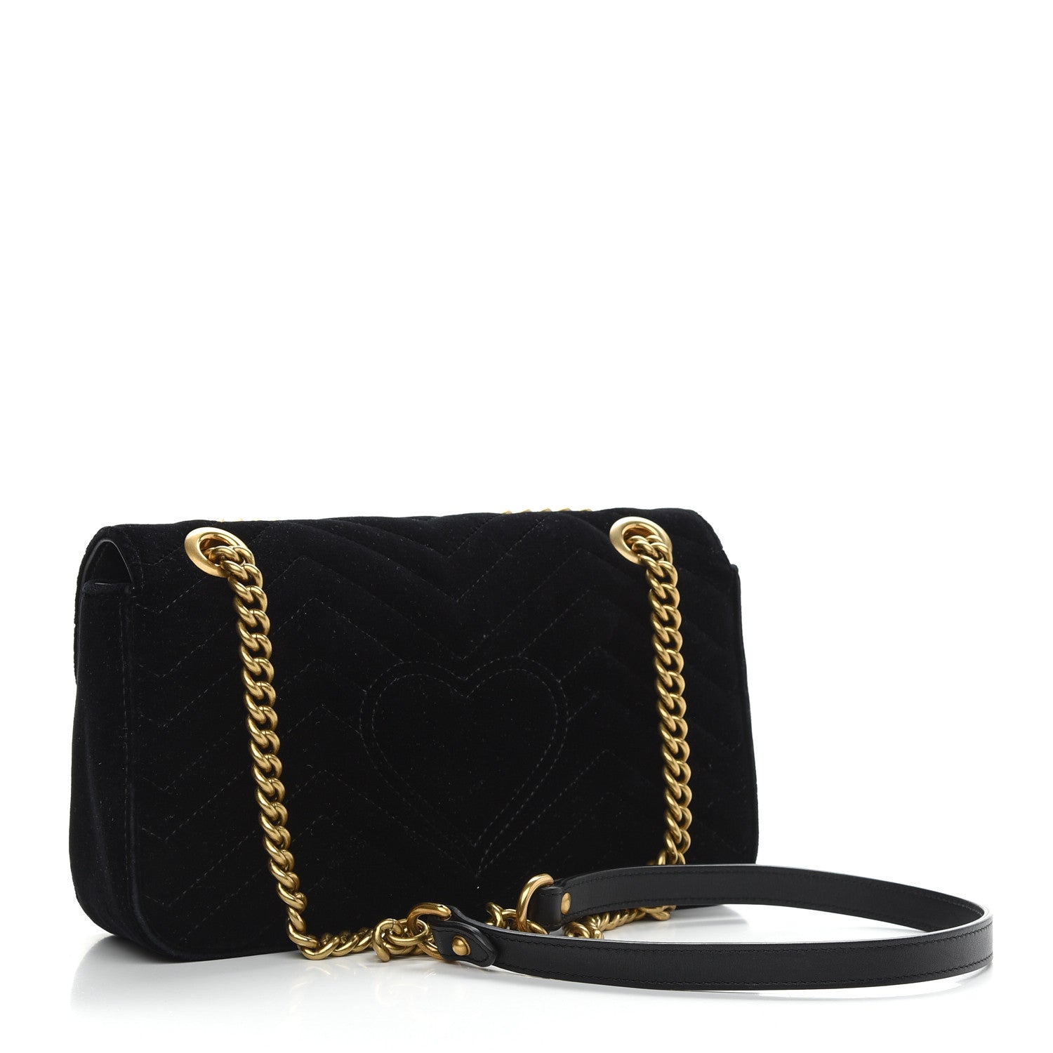 Gucci Velvet Matelasse Small GG Marmont Shoulder Bag Black 3 of 9