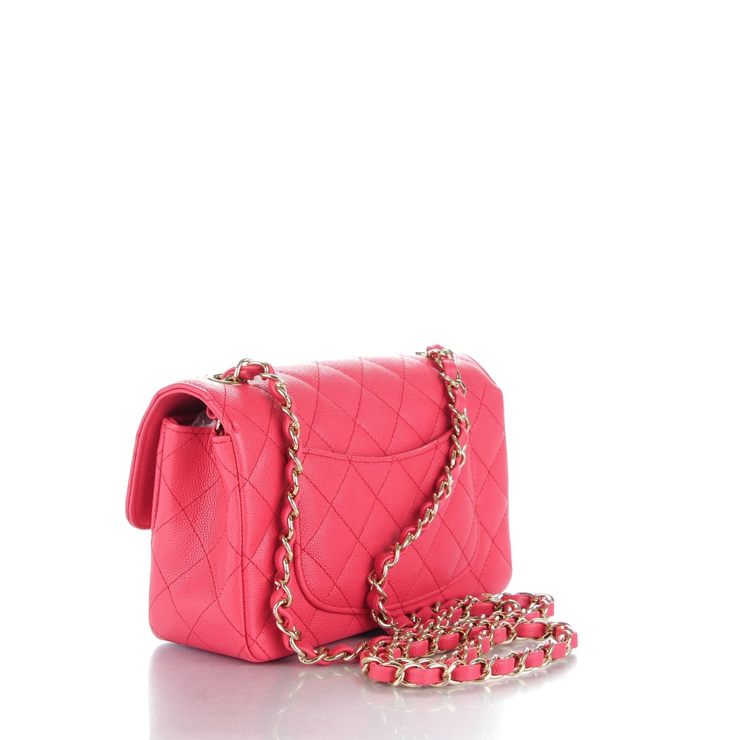 Caviar Quilted Mini Rectangular Flap Dark Pink