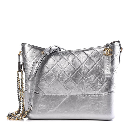 Chanel Metallic Lambskin Calfskin Quilted Medium Gabrielle Hobo Silver 1 of 11