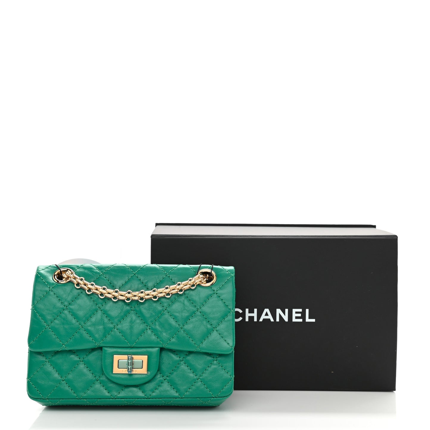 Aged Calfskin Quilted 2.55 Reissue Mini Flap Green