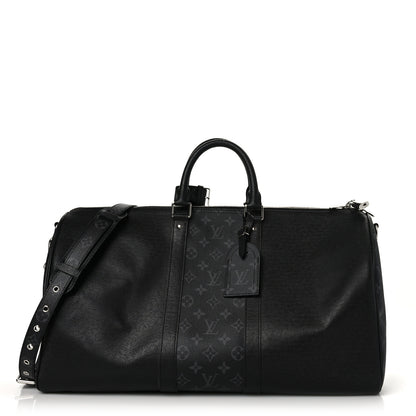 Louis Vuitton Taiga Monogram Eclipse Keepall Bandouliere 50 Black 1 of 10