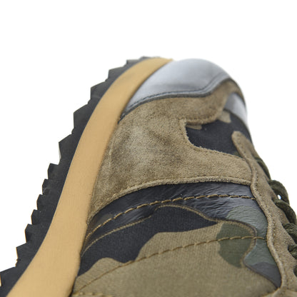 Valentino Garavani Nappa Suede Camouflage Womens Rockrunner Sneakers 37 Green Multicolor 16 of 18