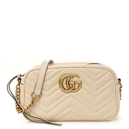 Gucci Calfskin Matelasse Small GG Marmont Chain Shoulder Bag White 1 of 10