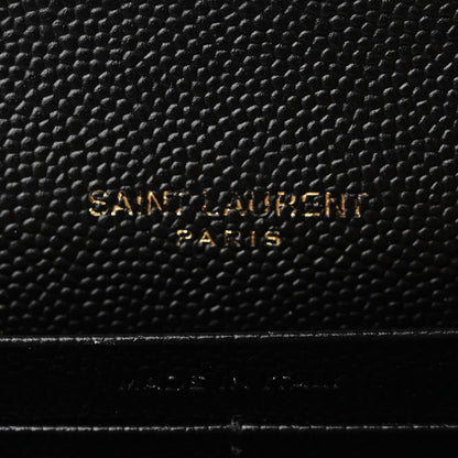 Saint Laurent Grain De Poudre Matelasse Chevron Monogram Flap Wallet Black 6 of 12