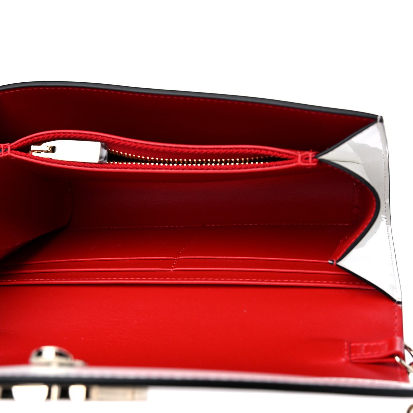 Shiny Calfskin Loubi54 Wallet On Chain White