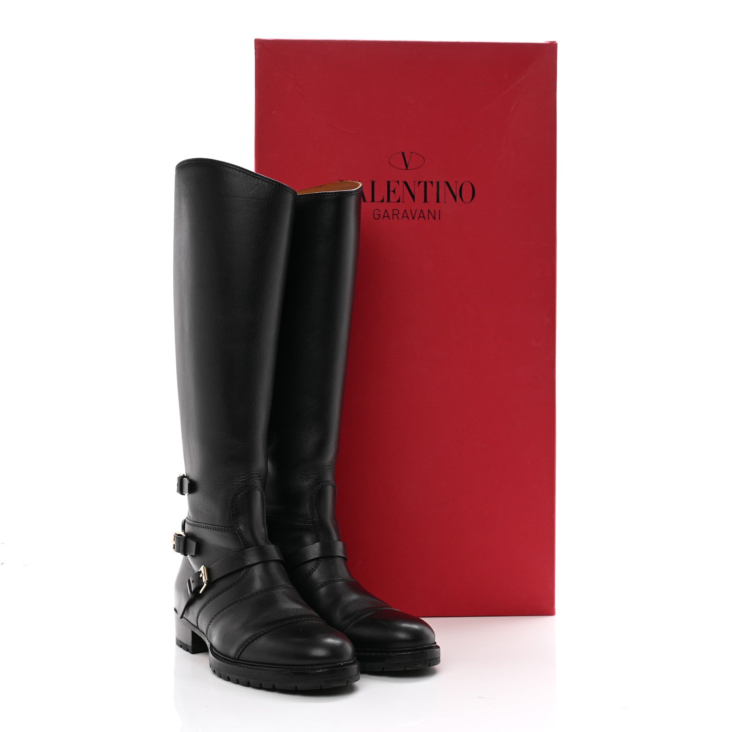 Valentino Garavani Calfskin Knee High Flat Boots 38.5 Black 11 of 11