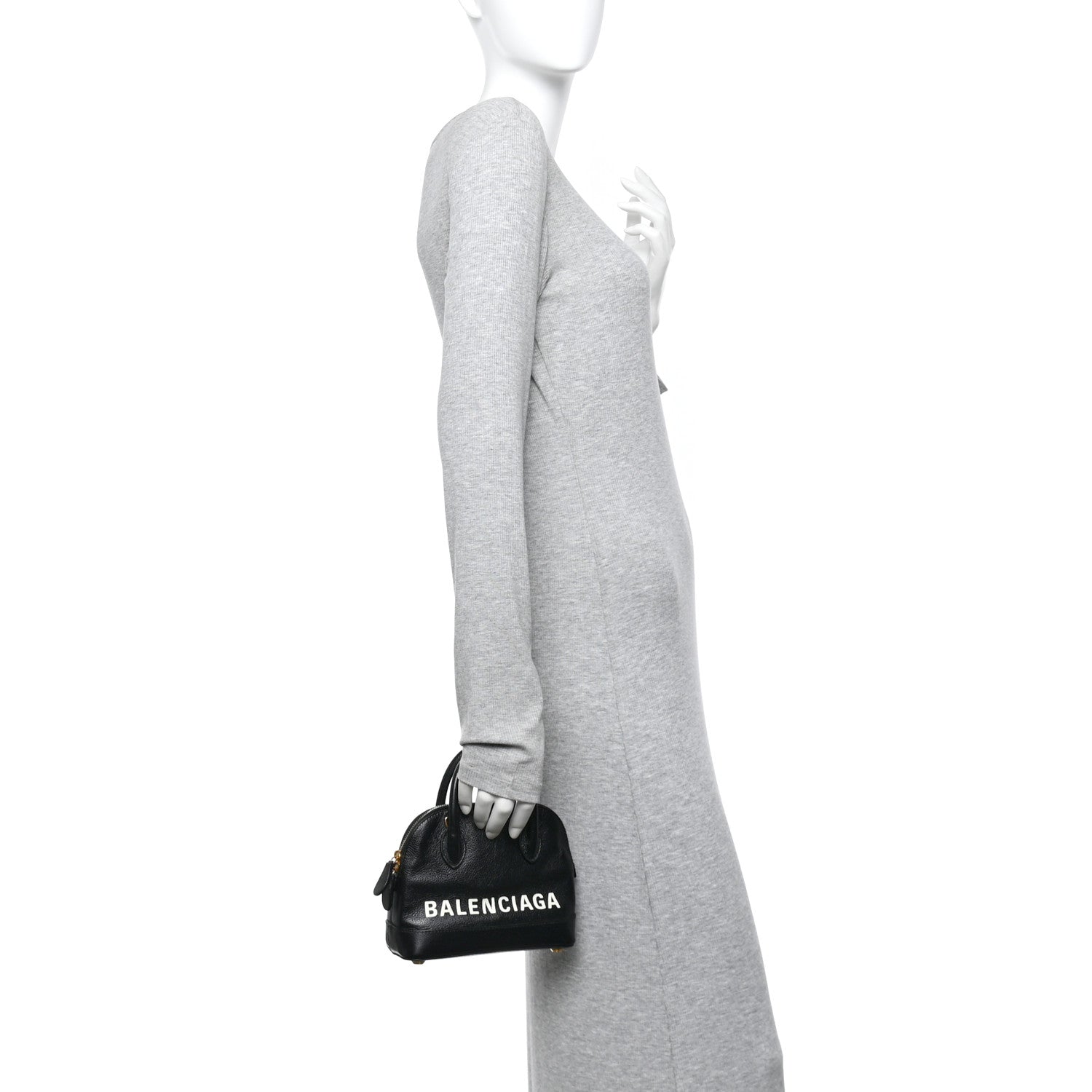 Balenciaga Signature Grained Calfskin Logo XXS Ville Top Handle Bag Black 2 of 14