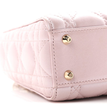Christian Dior Metallic Lambskin Cannage Mini Lady Dior Lotus 9 of 12
