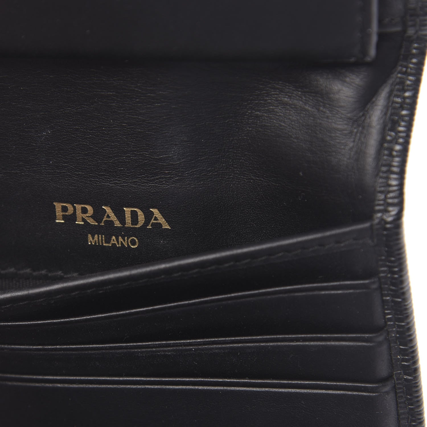 Prada Vitello Move Tri-Fold Compact Wallet Black 6 of 8