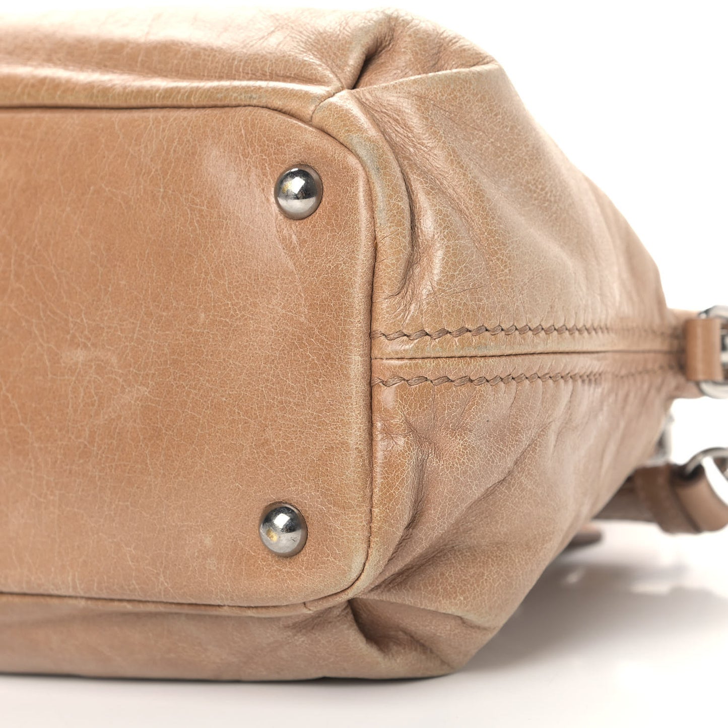 Vitello Lux Crystal Heart Charm Tote Beige
