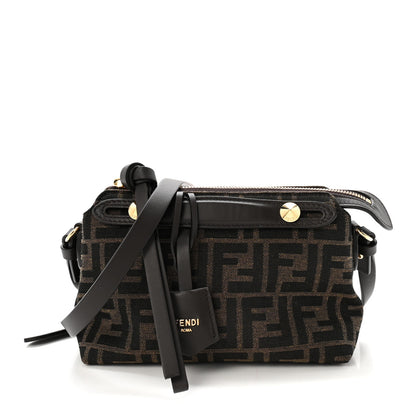 Fendi Vitello Grace Jacquard FF Mini By The Way Boston Bag Tobacco Moro Ebano 1 of 10