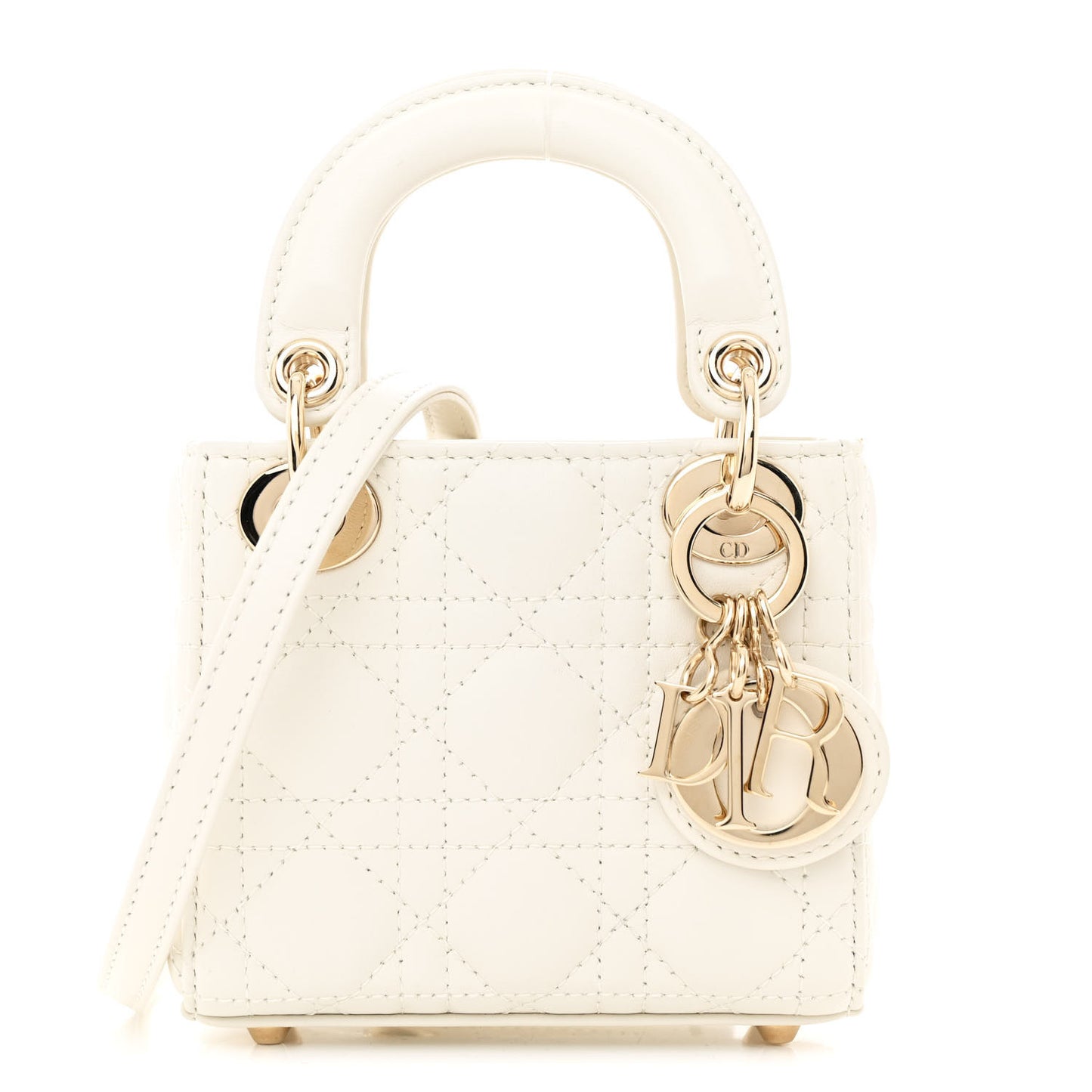 Lambskin Cannage Micro Lady Dior Latte