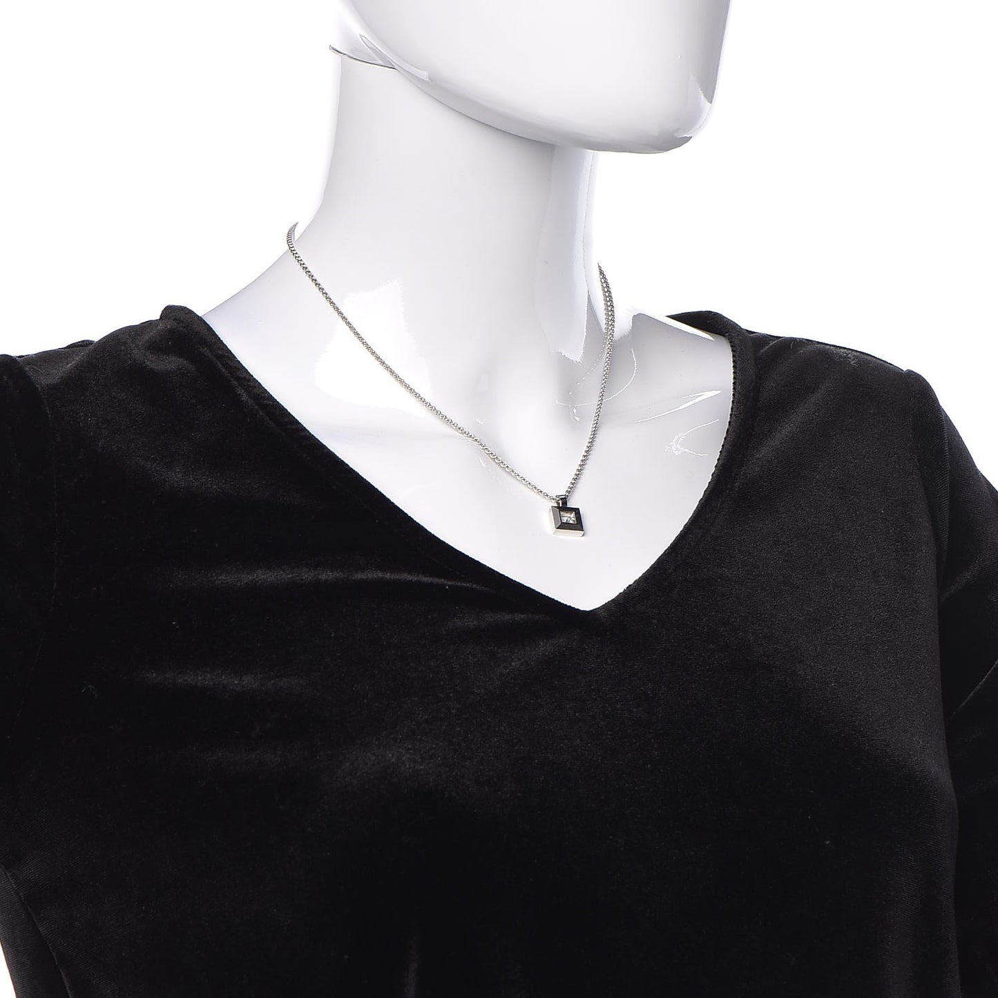 18K White Gold Happy Diamonds Square Pendant Necklace