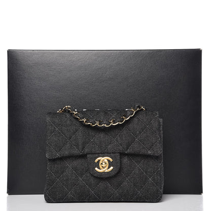 Chanel Denim Quilted Mini Square Flap Black 9 of 9
