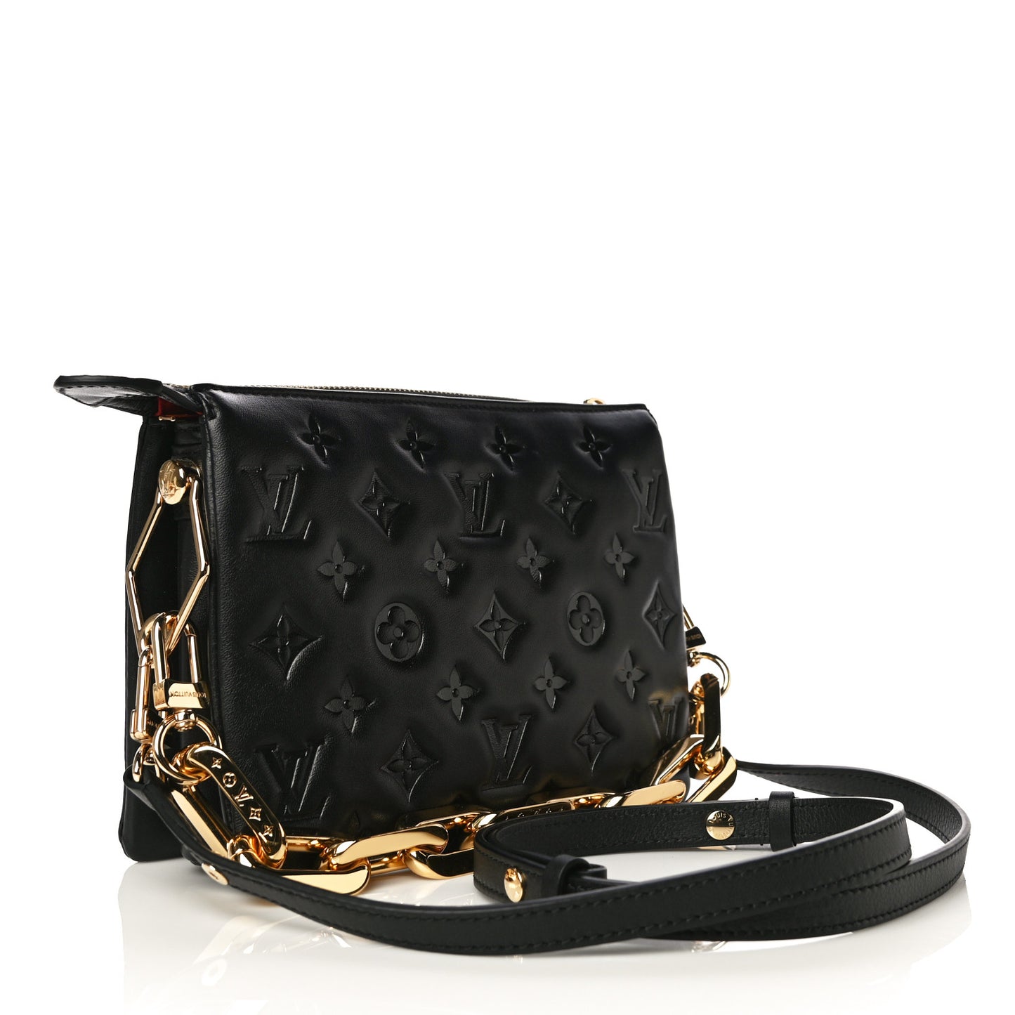 Lambskin Embossed Monogram Coussin BB Black