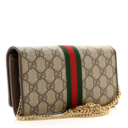 Gucci GG Supreme Monogram Web Ophidia Wallet On Chain Brown 3 of 9