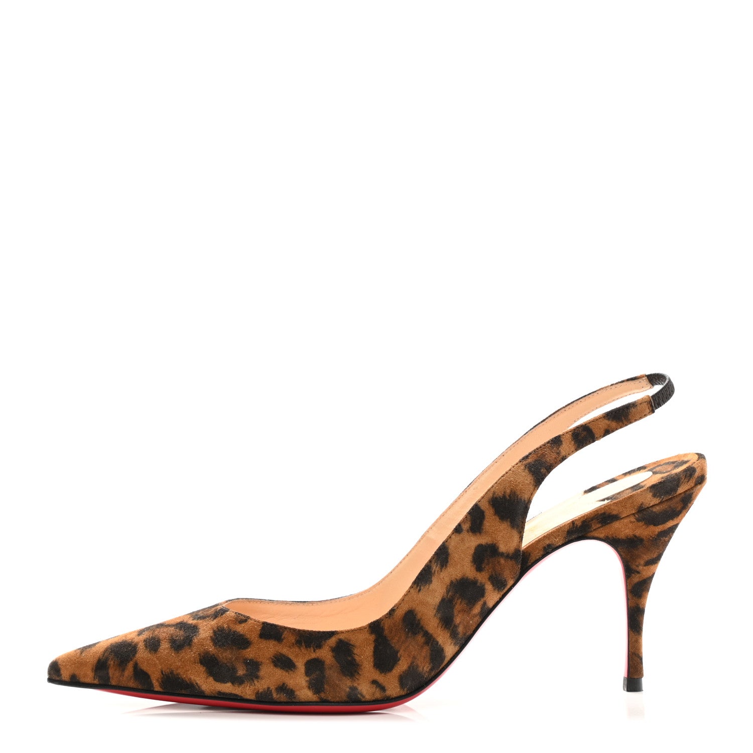 Christian Louboutin Veau Velours Leopard Clare Sling 80 Pumps 38 Caramel 1 of 8