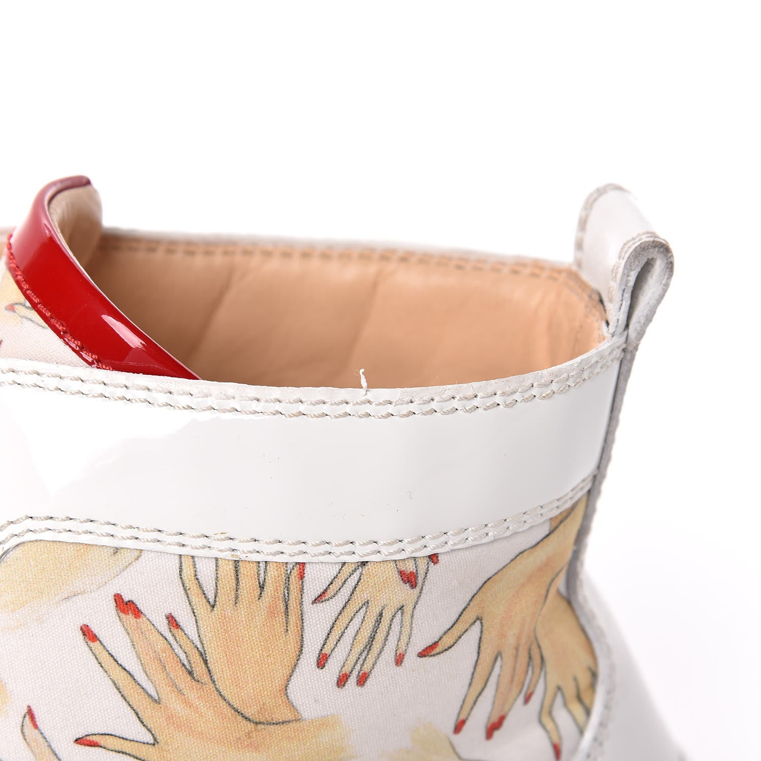 Christian Louboutin Toile Printed Patent Calfskin Tissu Beauty Spikes Louis Flat Sneakers 38 White 19 of 26