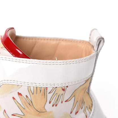 Christian Louboutin Toile Printed Patent Calfskin Tissu Beauty Spikes Louis Flat Sneakers 38 White 19 of 26