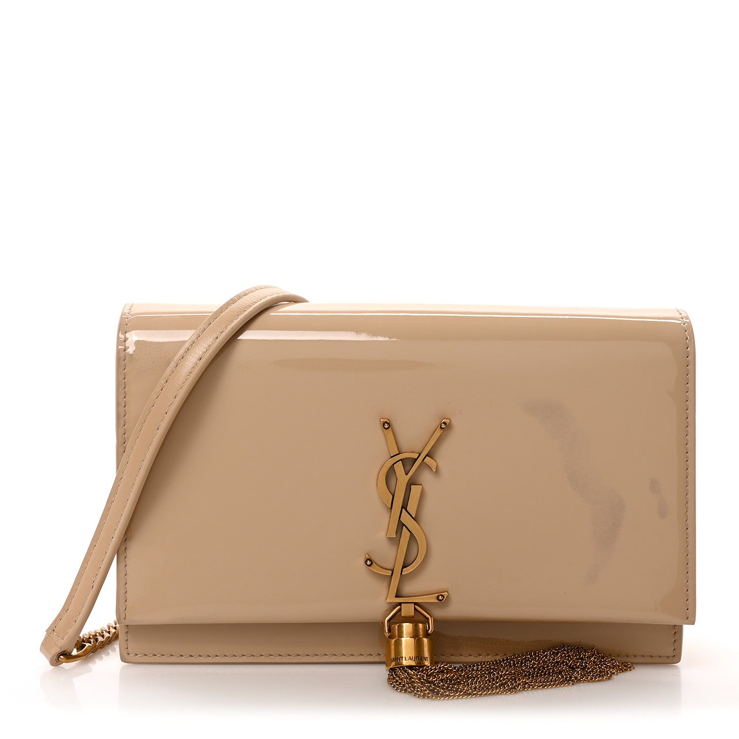 Saint Laurent Patent Monogram Classic Kate Tassel Chain Wallet Dark Beige 1 of 10