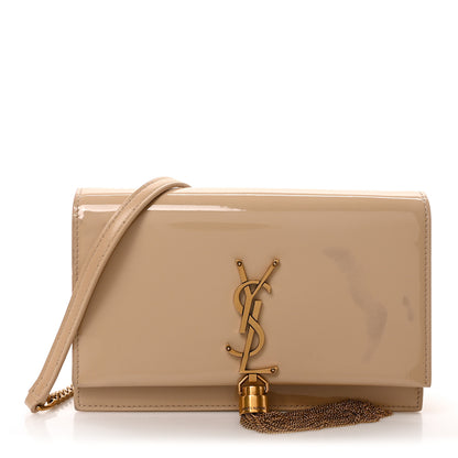 Saint Laurent Patent Monogram Classic Kate Tassel Chain Wallet Dark Beige 1 of 10