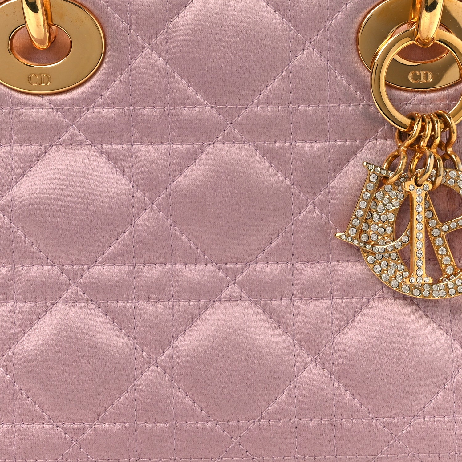 Christian Dior Satin Swarovski Crystal Acrylic PVC Cannage Mini Lady Dior Pink 8 of 15