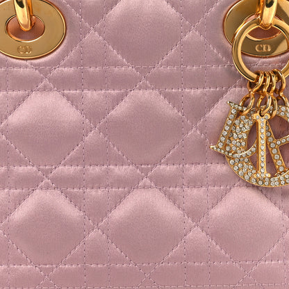 Christian Dior Satin Swarovski Crystal Acrylic PVC Cannage Mini Lady Dior Pink 8 of 15