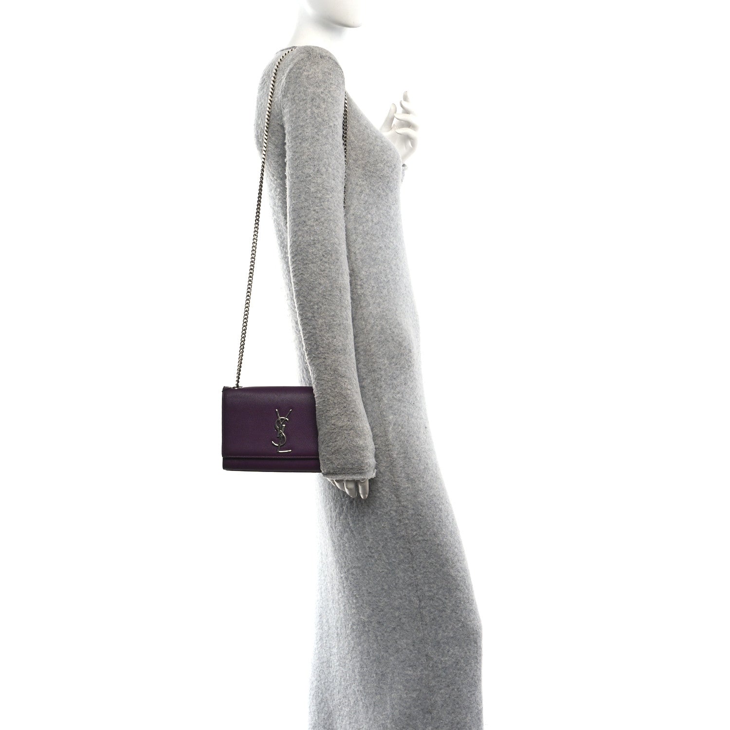 Saint Laurent Grain De Poudre Small Monogram Kate Satchel Armaranto 2 of 11