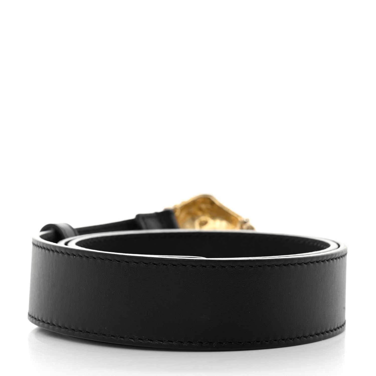 Gucci Calfskin Crystal Metal Tiger Head Buckle 30mm Belt 70 28 Black Multicolor 2 of 6