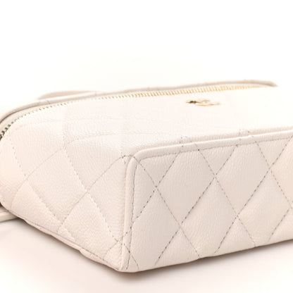 Chanel Caviar Quilted Top Handle Slim Vanity With Chain White 9 of 10