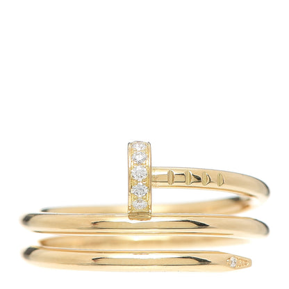 Cartier 18K Yellow Gold Diamond Double Juste Un Clou Ring 54 6.75 1 of 5