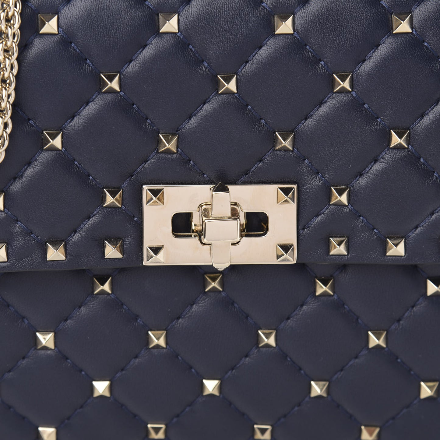 Nappa Medium Rockstud Spike Shoulder Bag Marine