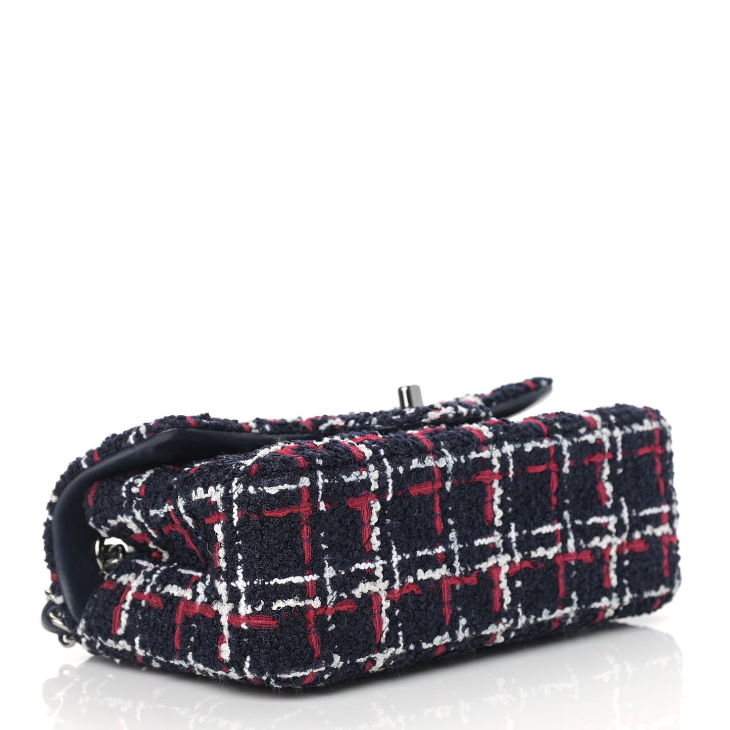 Tweed Quilted Mini Rectangular Flap Navy Blue White Red
