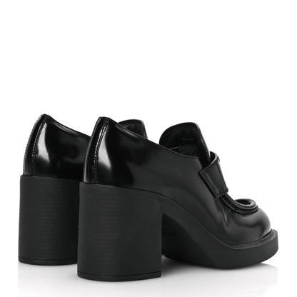 Prada Spazzolato Metal Triangle Logo 85mm Loafers 36.5 Black 5 of 11