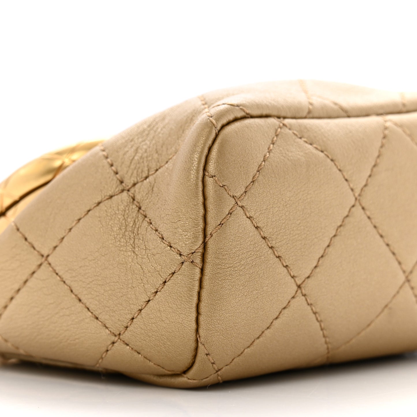 Metallic Lambskin Quilted Small My Crush Bag Gold