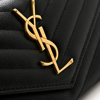 Saint Laurent Grain De Poudre Matelasse Chevron Monogram Flap Wallet Black 9 of 9
