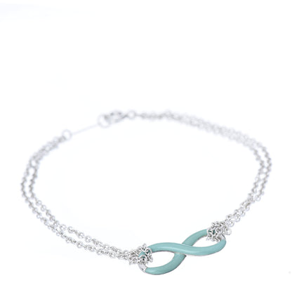 Tiffany Sterling Silver Enamel Infinity Bracelet Blue 1 of 6